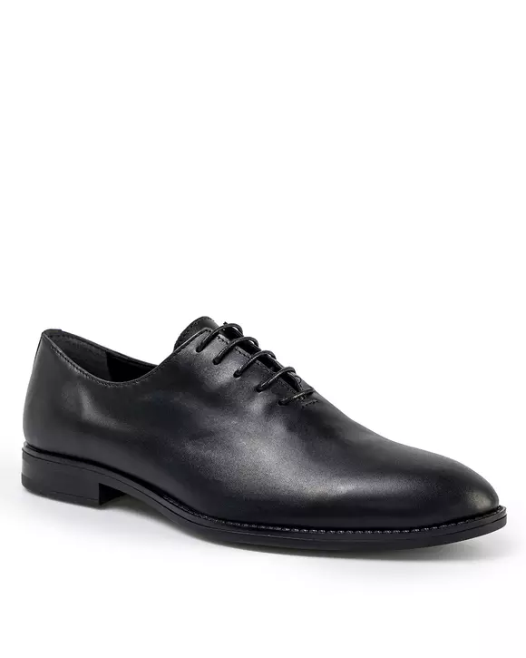 Pantofi din piele naturala eleganti de barbat cu siret cerat negri PC724