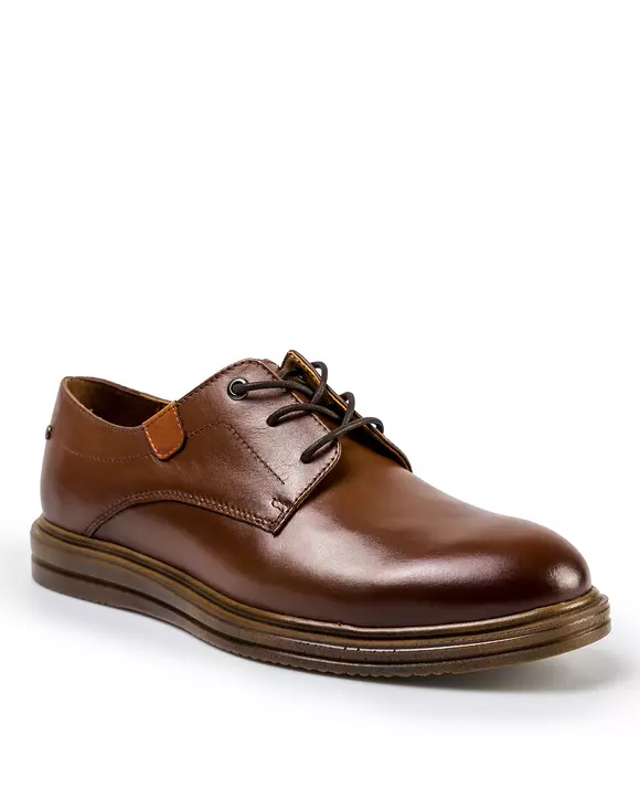 Pantofi eleganti de barbati din piele naturala maro cu capse metalice si inchidere cu siret PC714
