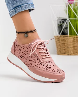 Pantofi Piele Naturala Aura Roz