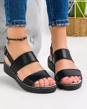Sandale Negre Piele Naturala Dama XH-3550